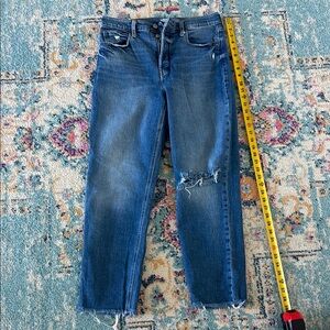 Sky Hi Straight Old Navy Classic Blue Distressed Women's Jeans